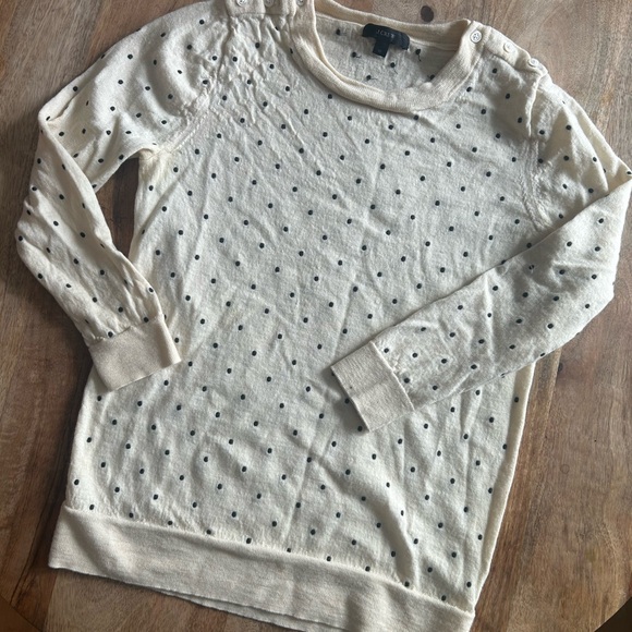 Women's J Crew Cream Polka Dot Sweater size medium - Picture 2 of 5